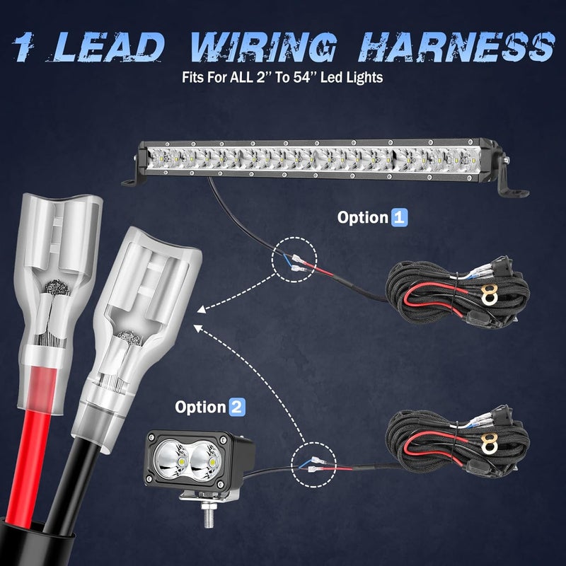 Fastchoy Auto مجموعة أسلاك توصيل 1 رصاص، مجموعة أسلاك شريط LED نايلون 12 فولت مع مفتاح صخري و fuse 40A للأضواء، أضواء الضباب، أضواء الطرق الوعرة، مجموعة أسلاك للشاحنات، UTV، القوارب - Image 5